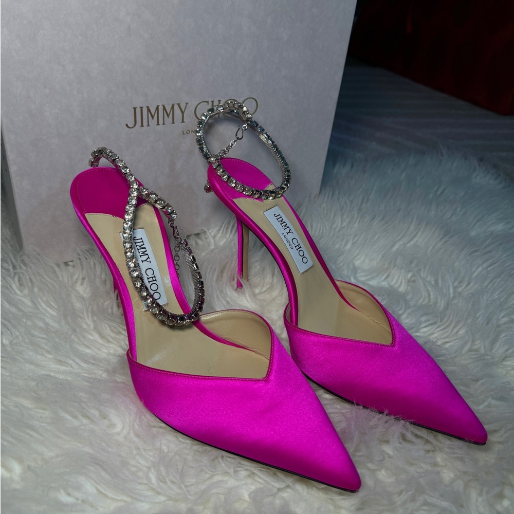 Jimmy Choo - Pink Saeda 100 heels - Picture 1 of 6